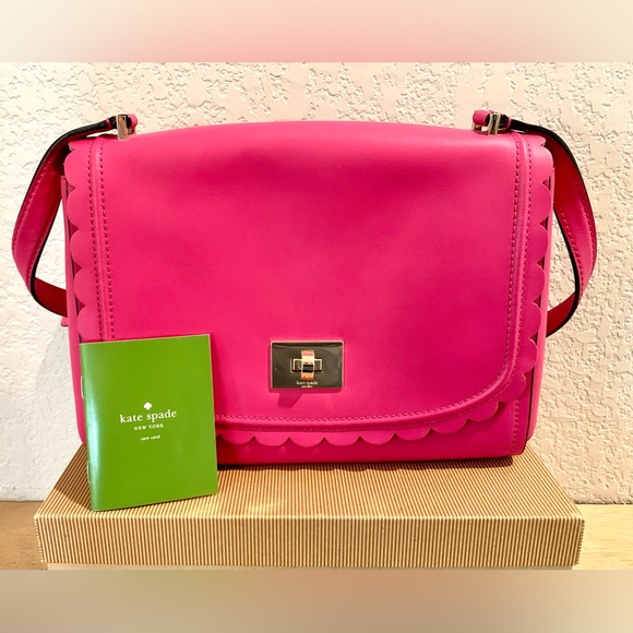 kate spade Handbags - KATE SPADE Jazmin Maple Court Leather PINK Scalloped Shoulder Bag Purse